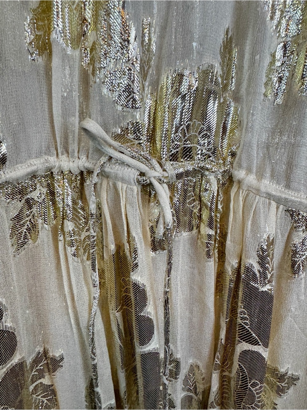 Anthropologie (Pinnacle) | Sheer Metallic Gold Dress, L NWT - Picture 10 of 15